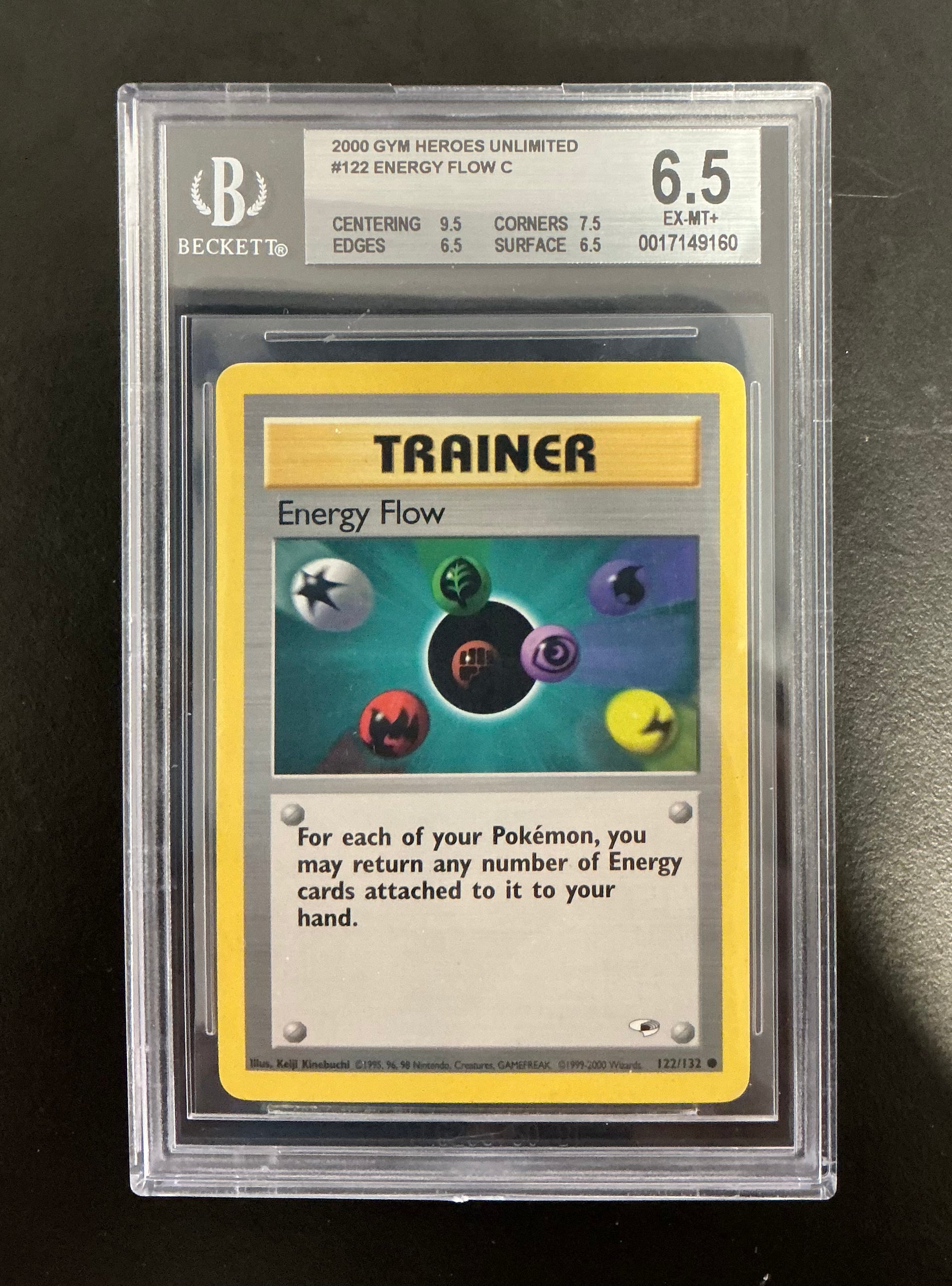 pokemon gym cards Energy Flow BGS 6.5 Sleeves:The Crystal's Chosen Tribal Deck Trainer (Stadium) 1999 Pokemon Pikachu 23K