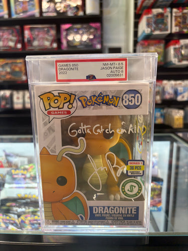 Dragonite Jason Paige Autographed POP! PSA 8.5 AUTO 8